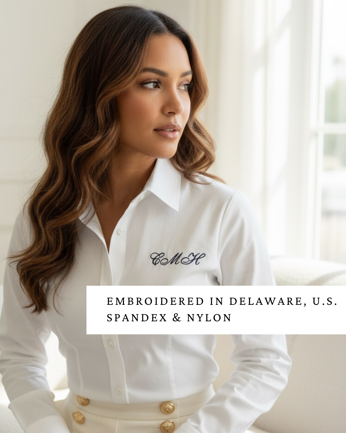 Embroidered Button Down Shirt Women