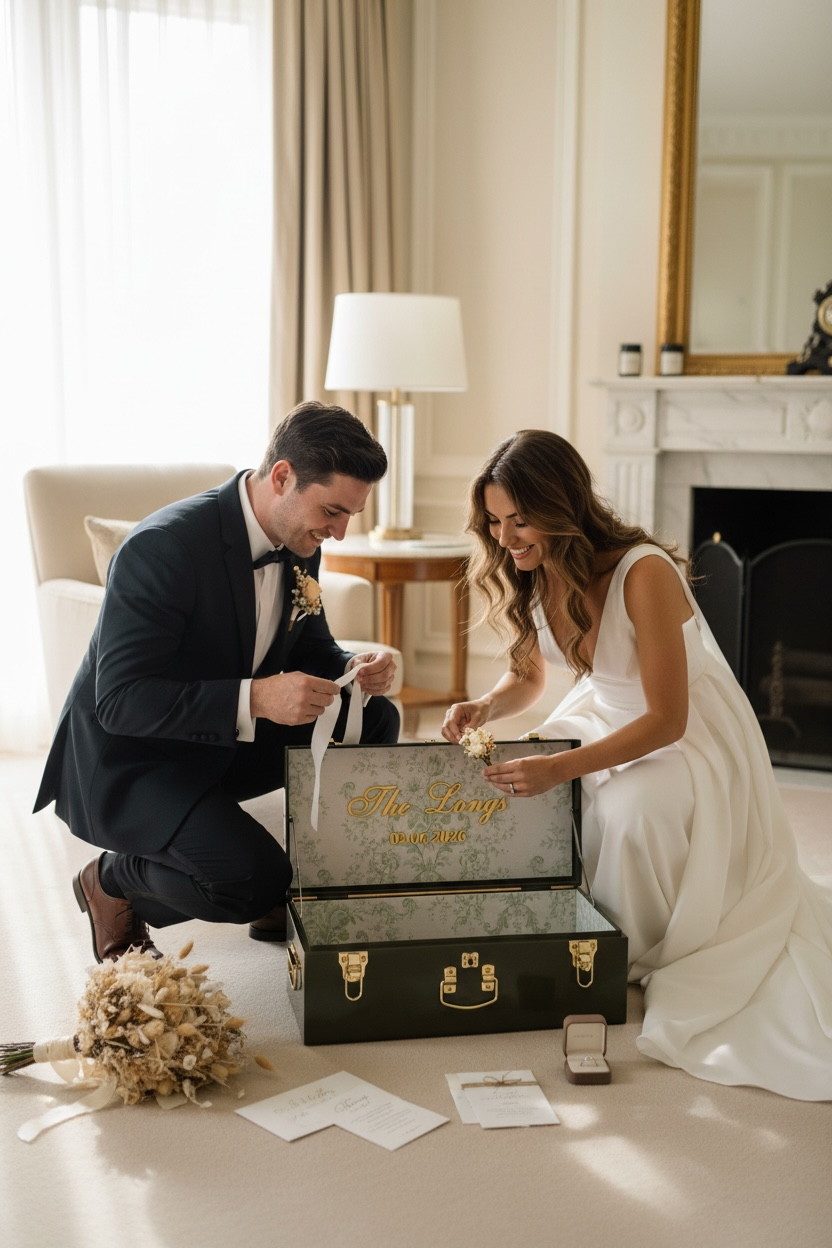 Bride Personalized Keepsake Trunk with Name Wedding Gift