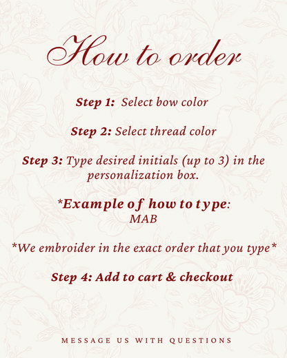 Custom Monogram Baby Bow Sash