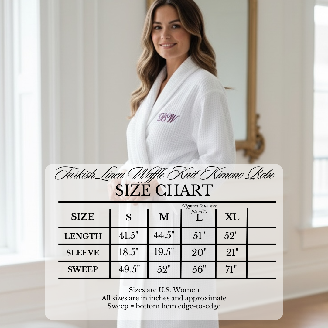 Initial Robe Embroidered Women Waffle Knit