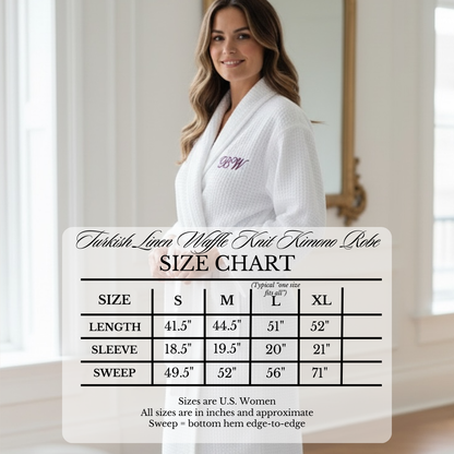 Initial Robe Embroidered Women Waffle Knit