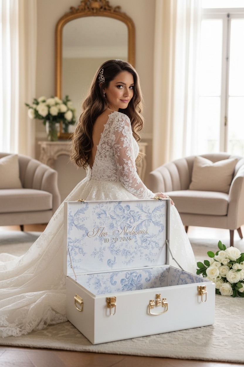 Bride Personalized Keepsake Trunk with Name Wedding Gift