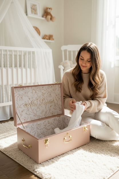 Baby Girl Keepsake Trunk with Name