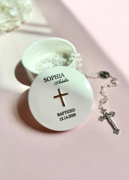 Baby baptism gift idea for newborn girl luxury baptism gift for gift for girl baby girl baptism keepsake gift rosary for daughter baptism gift for granddaughter baptism gift for goddaughter baptism gift idea jewelry dish for granddaughter first holy communion gift for goddaughter catholic gift for little girl baptism gift for Christmas from grandmother to grandson first Holly Union gift for nephew first holy communion gift for niece gift for baptism party gift with name for baptism girl gift