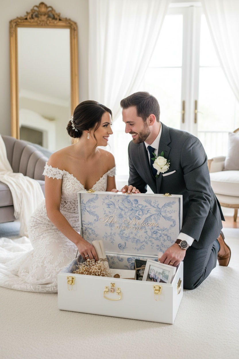 Bride Personalized Keepsake Trunk with Name Wedding Gift