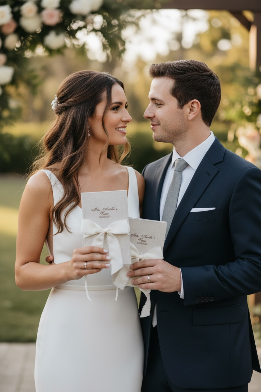 Personalized Vow Wedding Book for His and Her Wedding Day Vows