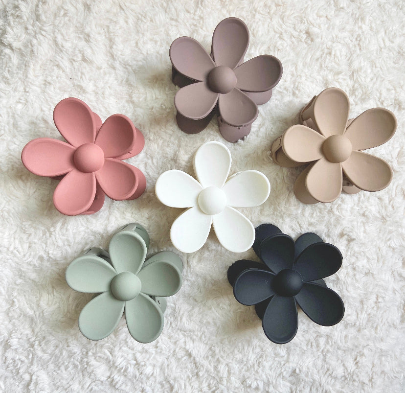 Matte Flower Hair Claw Clips