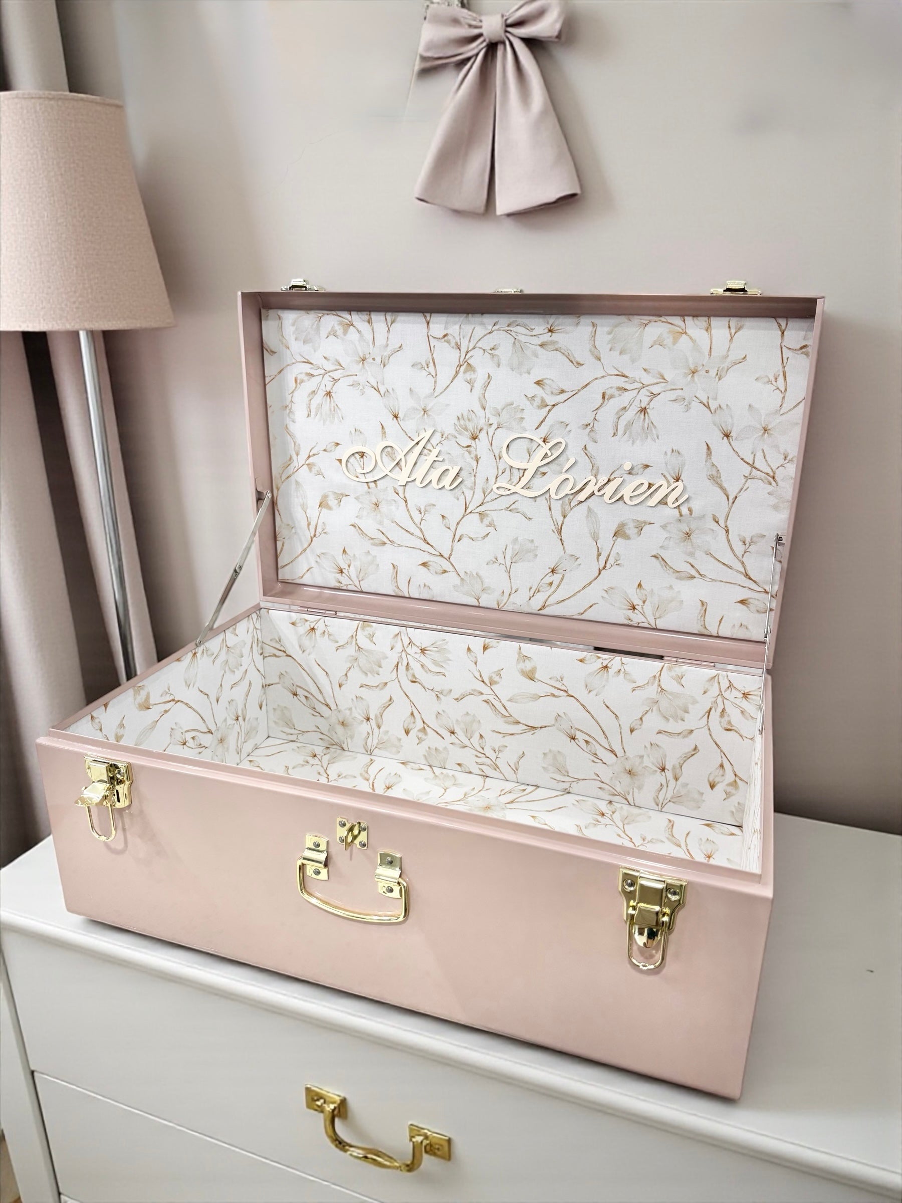 toddler first birthday gift with her name Keepsake Trunk with Name Baby Girl Memory Box Chest for Toddler Girl Pink Nursery Decor for Girl Baby Shower Gift for Baby Clothes Storage Personalized Wooden Baby Keepsake Box Baby Name Gift for Newborn Baby Gift for First Time Parents Heirloom Baby Gift for granddaughter Keepsake Personalized   Baby Keepsake Box Gift Box for New Born Baby Gift for First Born Daughter Gift for New Parents Gift for Baby Shower keepsake trunk pink with bows memory box