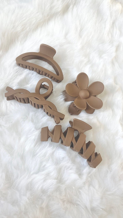 Brown Aesthetic Hair Clips