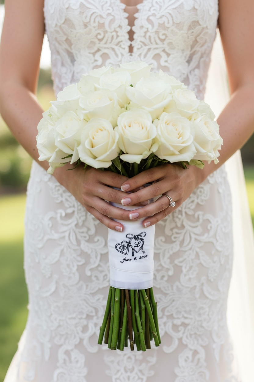 personalized wedding bouquet wrap embroidered initials bride keepsake gift custom bridal bouquet handle wrap wedding date embroidery something blue bouquet ribbon personalized bride gift heirloom embroidered bouquet wrap monogram bride accessory unique bridal shower gift personalized bouquet wrap keepsake custom wedding bouquet ribbon elegant embroidered bridal bouquet accessory sentimental bride gift wedding day bouquet wrap monogrammed bouquet ribbon custom bride keepsake gift embroidered wrap
