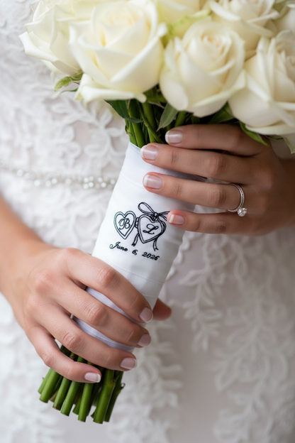 personalized wedding bouquet wrap embroidered initials bride keepsake gift custom bridal bouquet handle wrap wedding date embroidery something blue bouquet ribbon personalized bride gift heirloom embroidered bouquet wrap monogram bride accessory unique bridal shower gift personalized bouquet wrap keepsake custom wedding bouquet ribbon elegant embroidered bridal bouquet accessory sentimental bride gift wedding day bouquet wrap monogrammed bouquet ribbon custom bride keepsake gift embroidered wrap