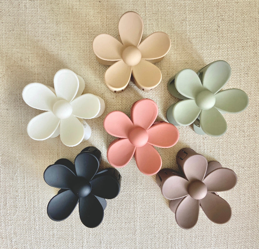 Matte Flower Hair Claw Clips