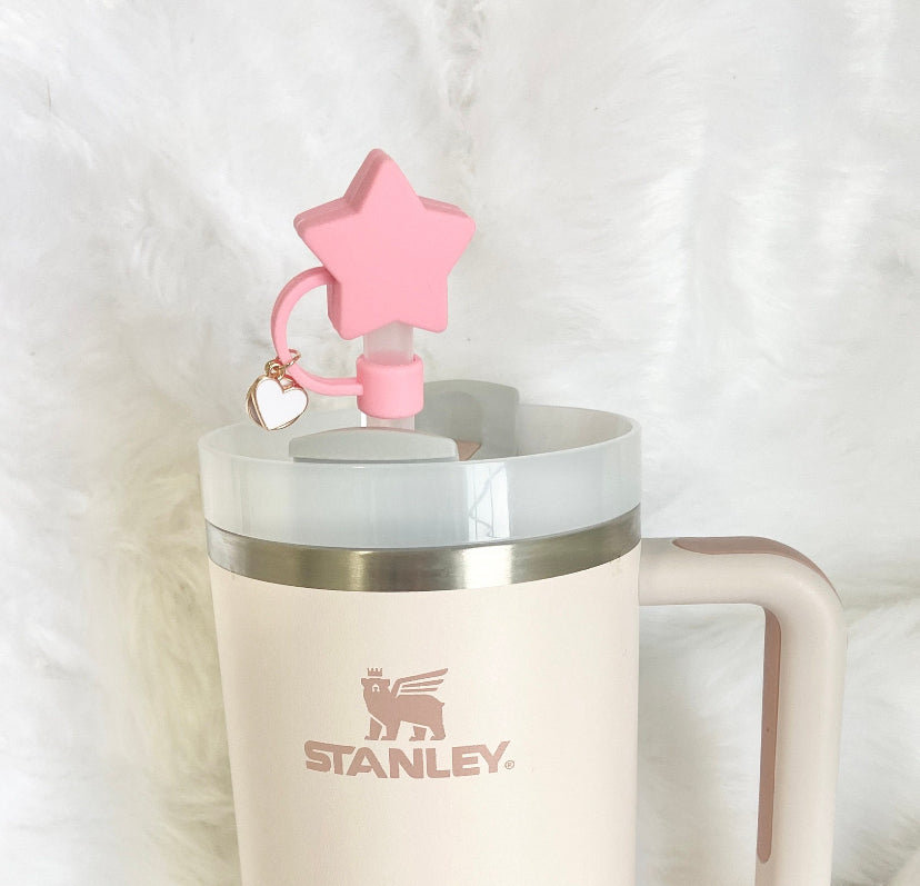 Pink Star Stanley Tumbler Straw Cap Cover