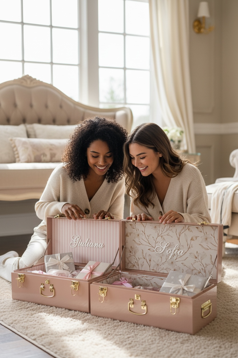 Baby Girl Keepsake Trunk with Name