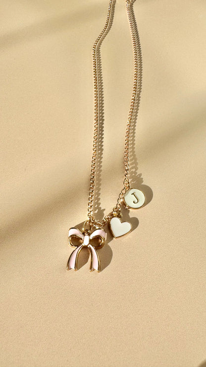 Coquette Bow Monogram Necklace