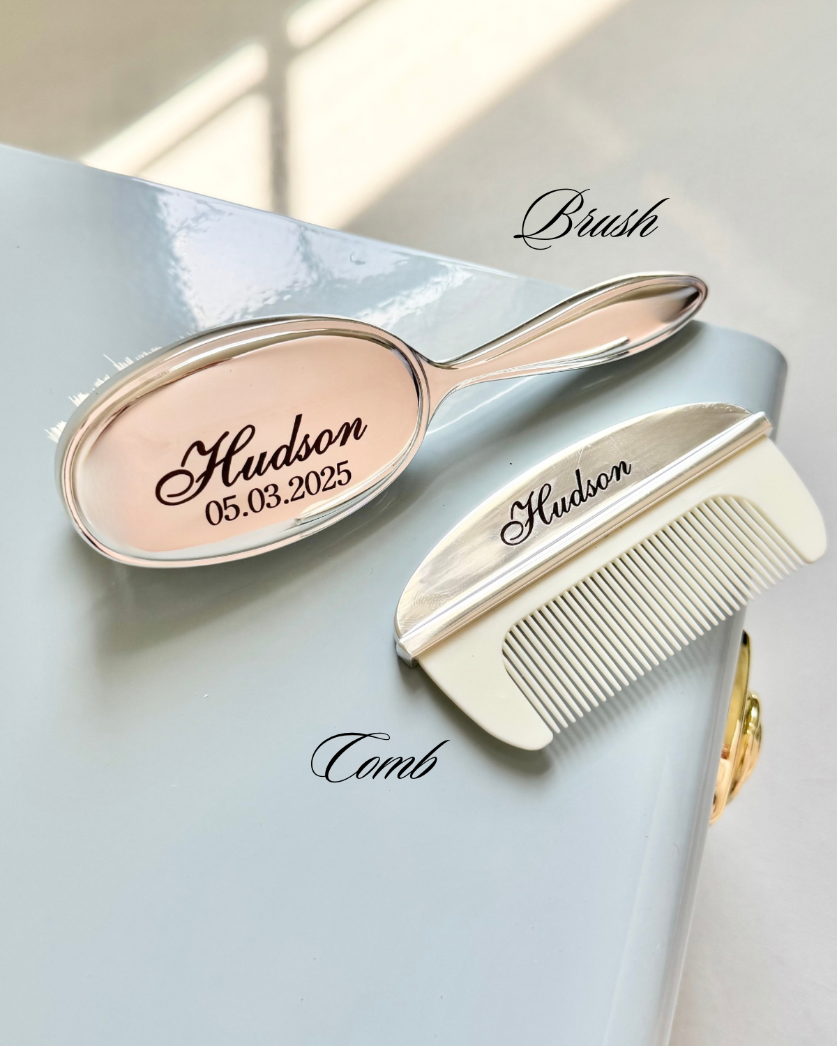 Baby hairbrush with name for baptism gift for first born son personalized heirloom brush for baby keepsake gift for new mom custom baby gift for christening soft bristle brush for newborn baby shower gift idea for baby boy thoughtful gift for nephew baptism day engraved baby brush special keepsake for baby memory box baby grooming brush with name unique baptism gift idea for son or nephew religious gift for infant boy elegant custom baby gift for special occasion for newborn baby boy gift ideas