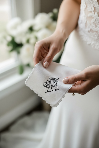 Personalized handkerchief for bride to be with custom text wedding keepsake something blue bridal shower gift engagement gift for best friend meaningful wedding day handkerchief for daughter from mother of the bride heirloom handkerchief personalized bridal accessory  keepsake gift for weddings engagement friend gift wedding memento for bride Personalized wedding handkerchief with custom message for bride something blue gift for bride to be bridal keepsake engagement present wedding day gift