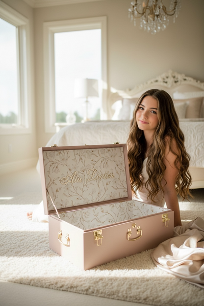Baby Girl Keepsake Trunk with Name