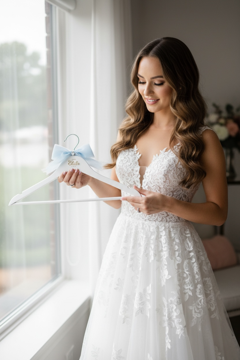 Bride Hanger for Wedding Dress Personalized Hanger for Wedding Day Photo Prop for Bride to Be Gift for Bridal Shower Gift for Engagement something blue gift for bride gift for new fiancé personalized gift from mother to daughter for wedding day gift for bride to be with blue in it from bridal party for wedding day photo prop for bride wedding dress hanger gift for new bride engagement party gift for best friend that is a bride wedding dress hanger with name and wedding date for bride to be gift