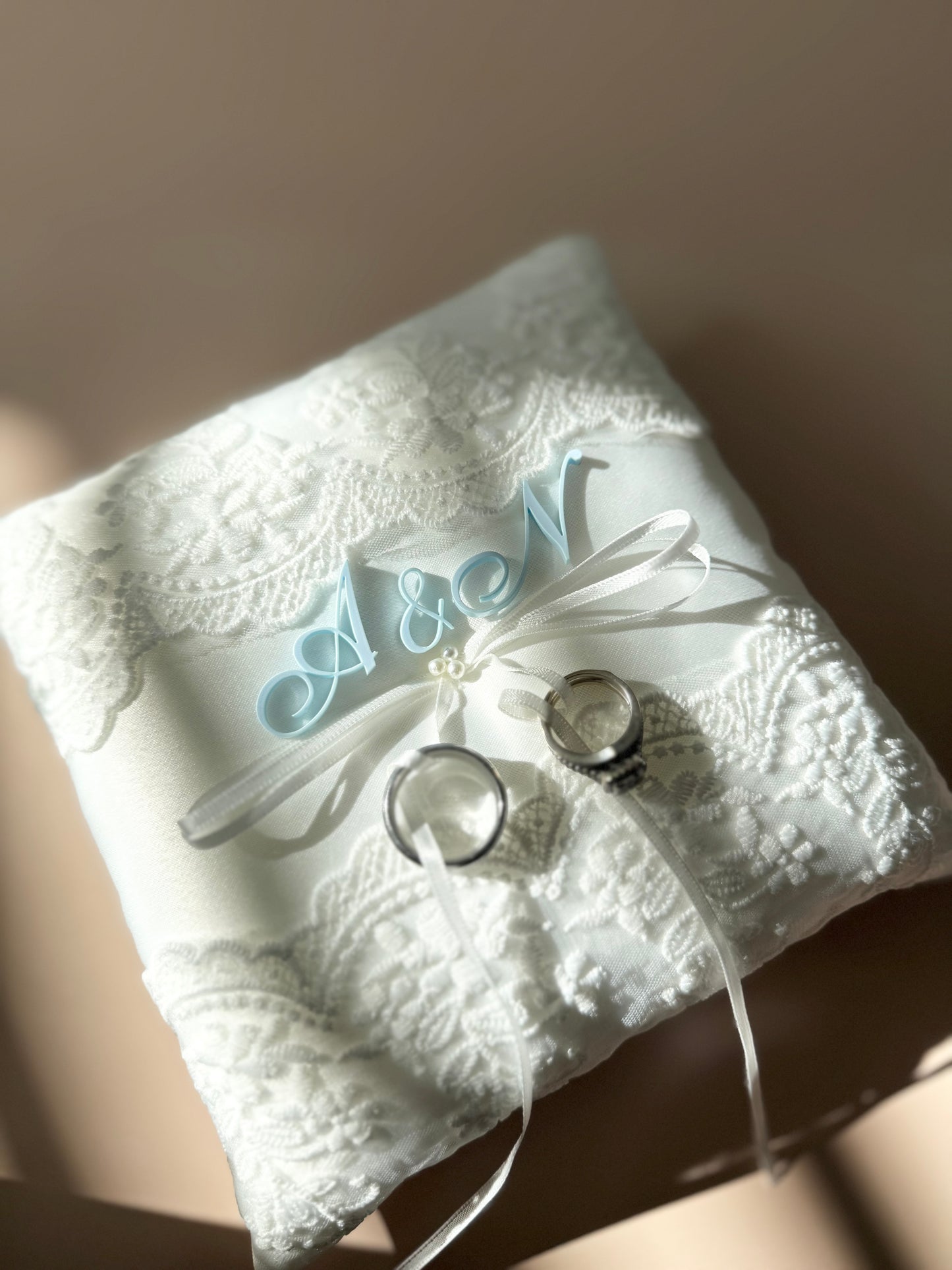 Custom personalized ring bearer pillow wedding band holder lace pearl ring cushion elegant wedding keepsake pillow for ring bearer to carry down the aisle unique wedding ceremony accessory custom wedding ring holder pillow personalized bride groom gift romantic lace ring pillow elegant pearl wedding ring cushion luxury white wedding decor personalized ceremony ring bearer accessory timeless wedding ring holder keepsake pillow for bride and groom wedding day memory gift Ring bearer pillow custom