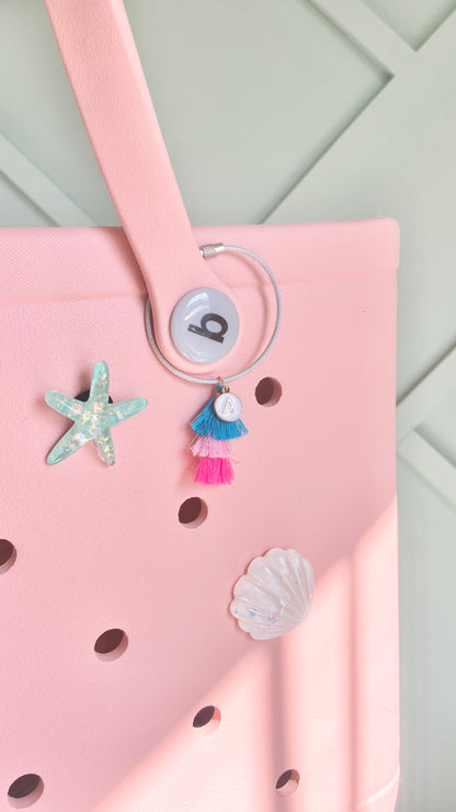 Initial Tassel Bogg Bag Charm