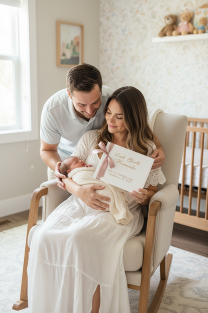 Custom Birth Certificate Holder for Newborn Baby