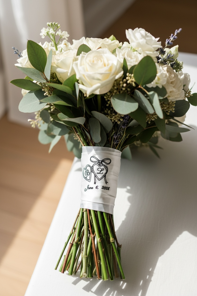 Embroidered Wedding Bouquet Wrap