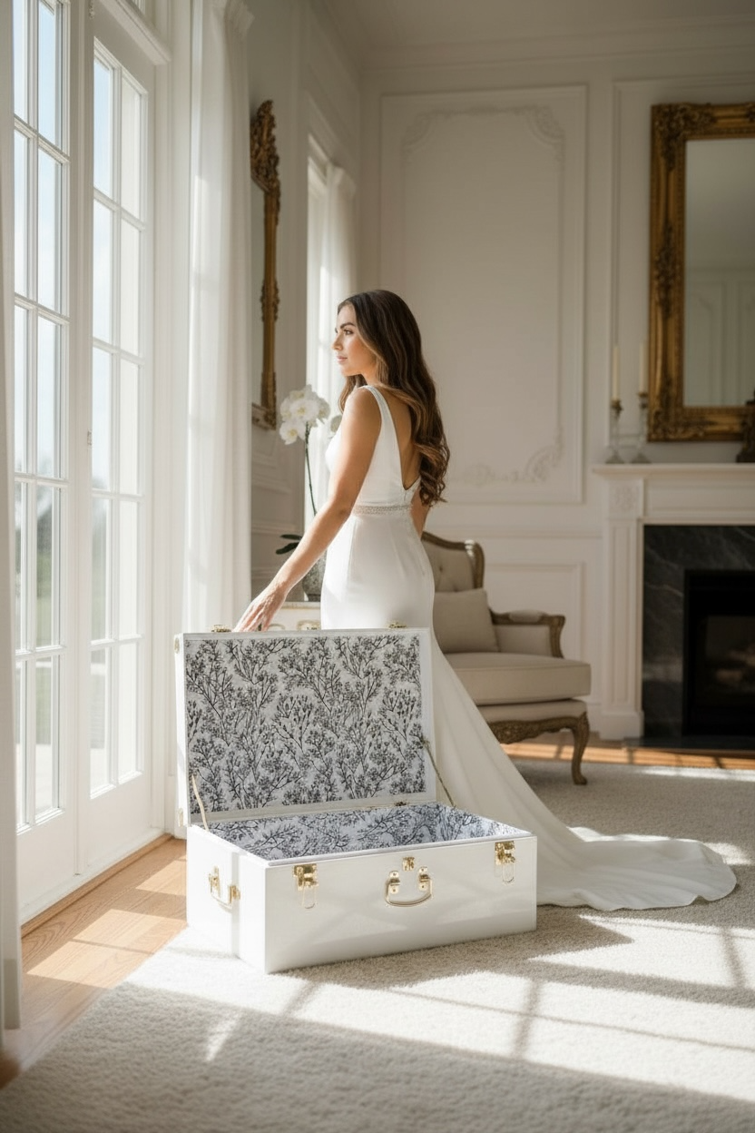 Bride Personalized Keepsake Trunk with Name Wedding Gift
