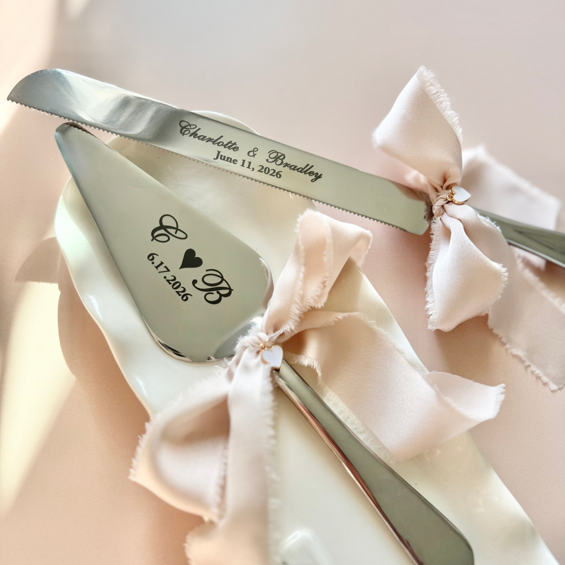 Wedding Cake Cutting Set for Bride Gift for Bridal Shower Keepsake Gift for Luxury Wedding Present to Engaged Couple Gifts with Last Name two-piece wedding cake cutter gold engraved wedding cake knife set engraved custom wedding cake cutting set silver knife set for wedding cake personalized keepsake wedding gift idea for new couple engaged gift for bride to be bridal shower gift idea something blue cornflower blue shade wedding gift for new bride wedding keepsake cutting utensil for cake photo