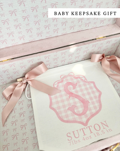 Personalized baby girl banner with floral crest design displayed on nursery crib custom name sign for baby shower gift idea unique newborn photo prop soft pink nursery wall decor for baby girl elegant custom baby name banner for crib or hospital door handmade baby girl room sign perfect for baby shower gift basket or first birthday photos custom heirloom nursery decoration for little girl timeless floral baby name sign for newborn announcement or photography backdrop girl wall nursery decor pink