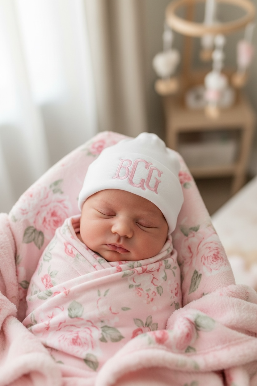 Monogram Baby Hat Embroidered