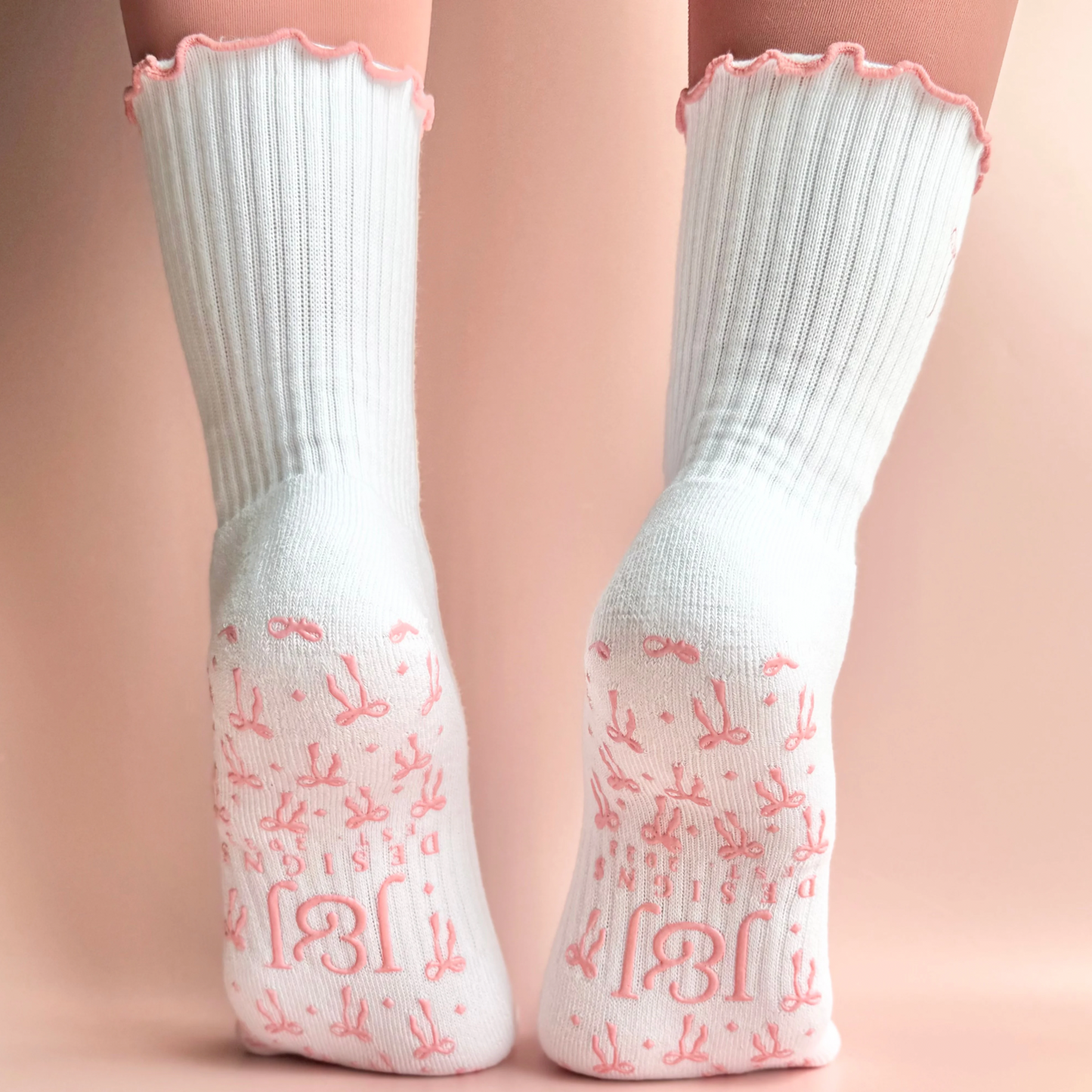 Pilates Socks Non-Slip Grip Bow Design
