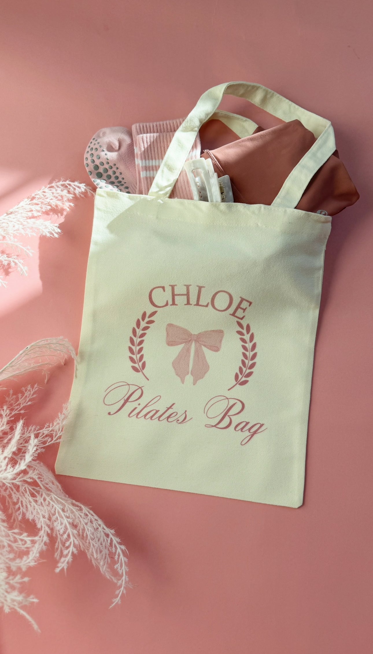 Personalized Pilates Bag for Pilates Class Cute Pink Pilates Accessory for Friend Pilates Gift for Girl Birthday Gift for Pilates Instructor Christmas gift for Pilates teacher Pilates gift idea for Pilates class studio gift for Pilates  friend gift