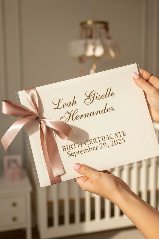 Custom Birth Certificate Holder for Newborn Baby