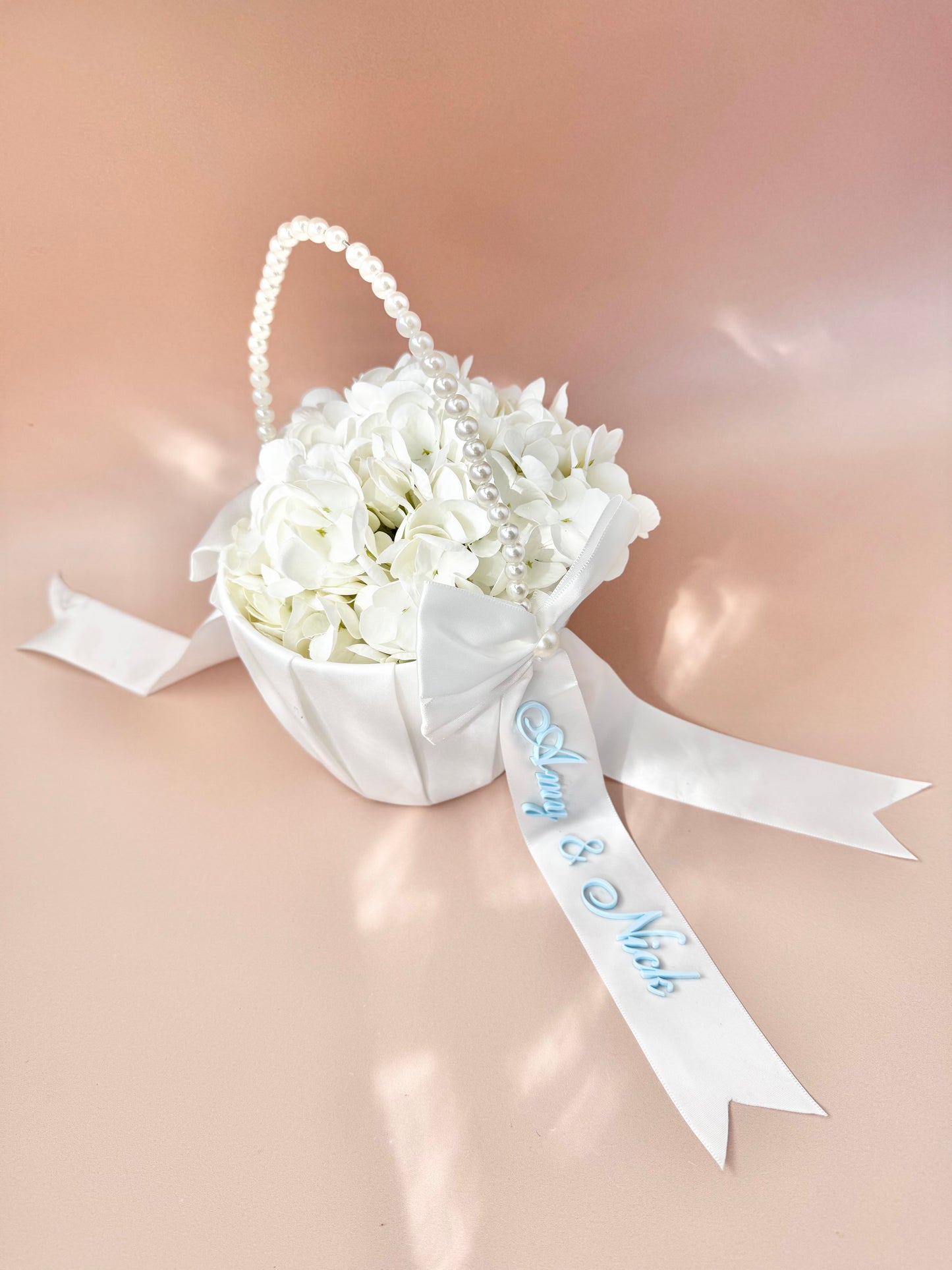 Custom flower girl basket white satin pearl flower girl basket personalized wedding basket toddler flower petal basket elegant wedding ceremony decor flower girl petal holder keepsake wedding accessory personalized flower girl gift white satin wedding flower basket with pearls handcrafted flower girl basket for toddler wedding ceremony flower petals basket personalized wedding keepsake basket flower girl decor for ceremony aisle elegant flower display basket wedding accessory for little girls