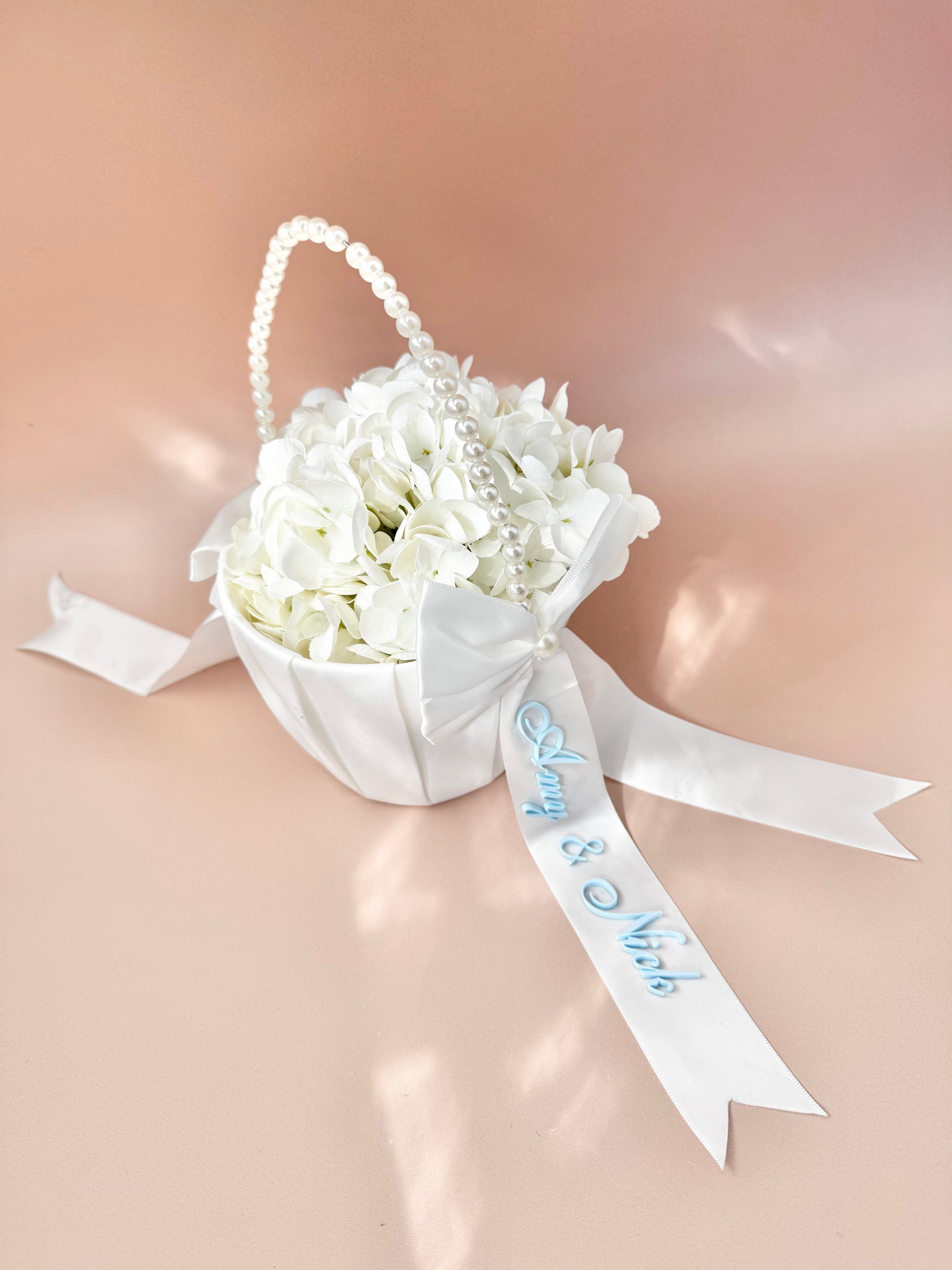 Custom flower girl basket white satin pearl flower girl basket personalized wedding basket toddler flower petal basket elegant wedding ceremony decor flower girl petal holder keepsake wedding accessory personalized flower girl gift white satin wedding flower basket with pearls handcrafted flower girl basket for toddler wedding ceremony flower petals basket personalized wedding keepsake basket flower girl decor for ceremony aisle elegant flower display basket wedding accessory for little girls