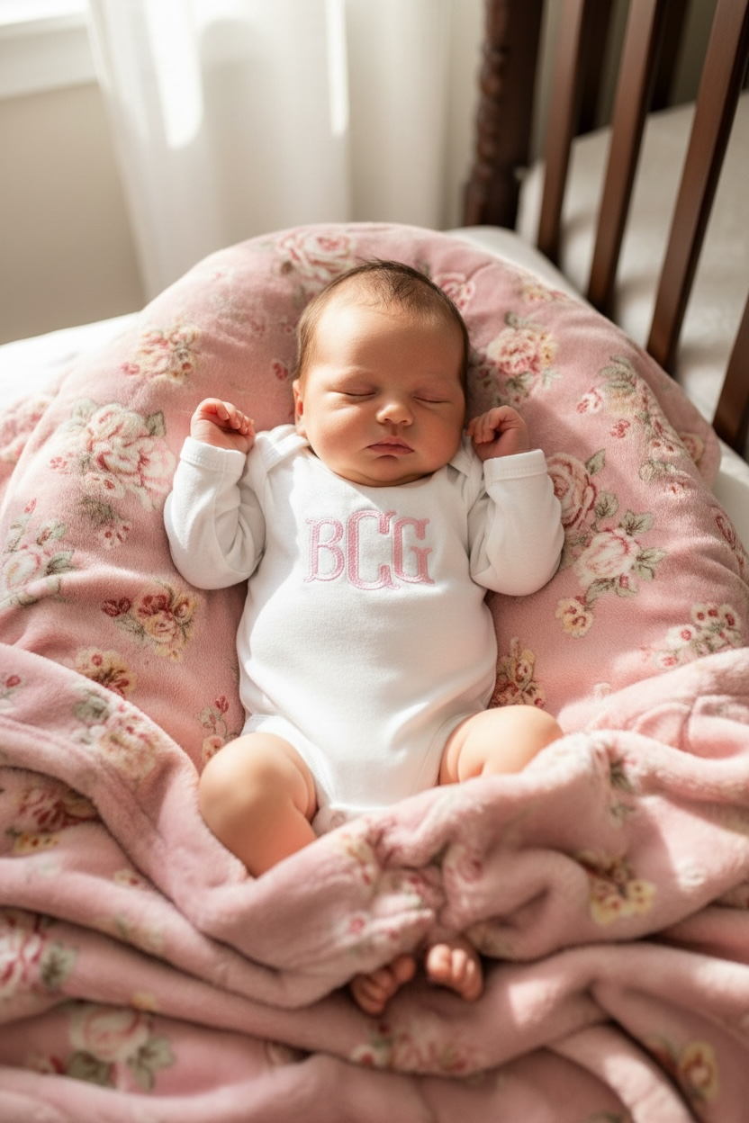 Monogram Baby Onesie Embroidered