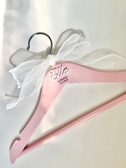 Personalized 1st birthday dress hanger for toddler girl first birthday outfit keepsake hanger for baby girl photoshoot prop newborn first outfit hanger custom engraved wooden hanger baby shower gift for niece or granddaughter special keepsake for daughter birthday party dress hanger milestone outfit display timeless memory gift for parents or grandparents heirloom hanger for smash cake photoshoot outfit or special occasion first birthday celebration baby girl first outfit hanger with name custom