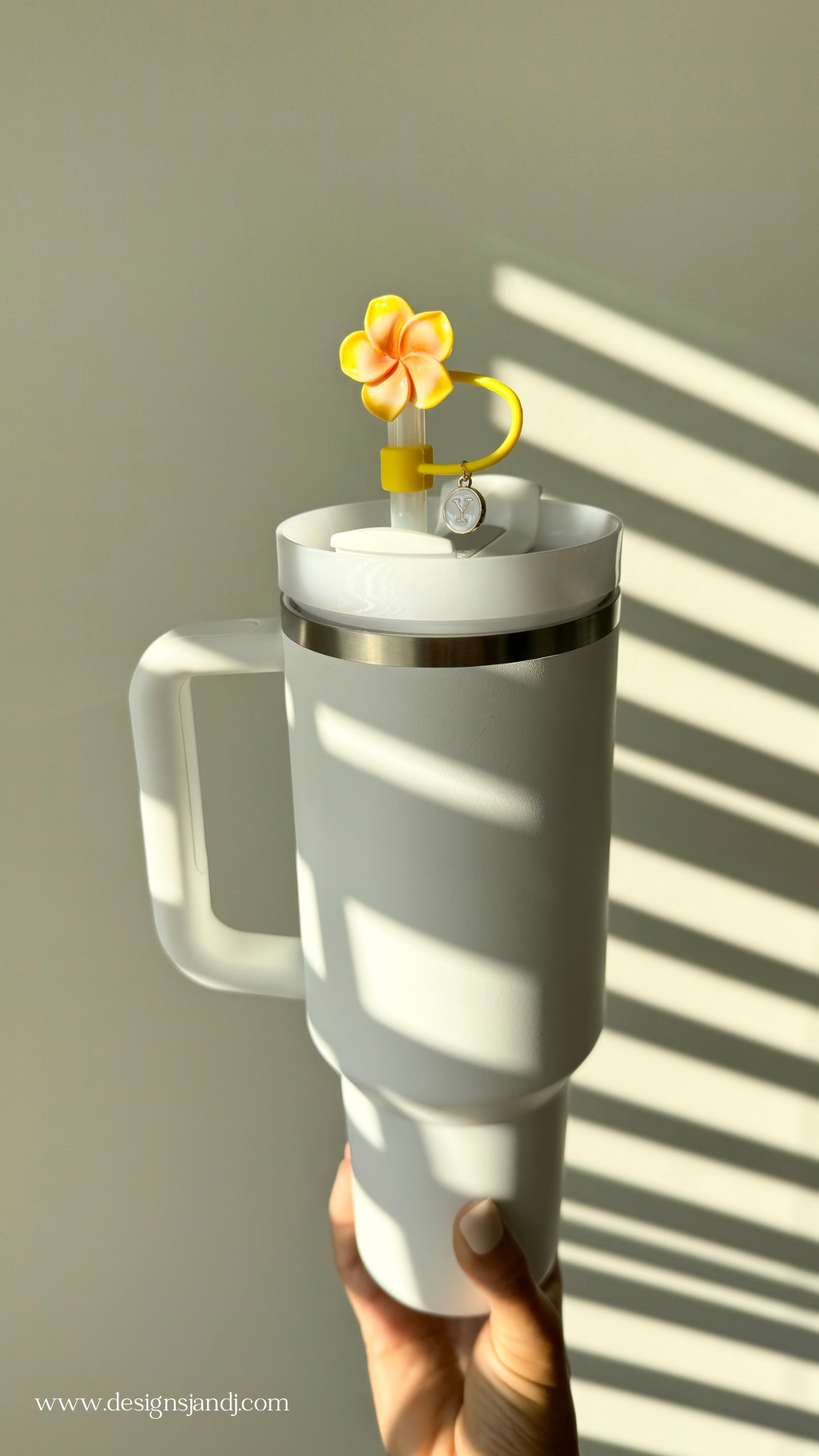 Plumeria Flower Tumbler Straw Cap