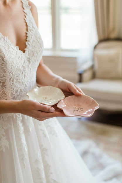 Personalized Engraved Jewelry Dish Scallop Trinket Dish