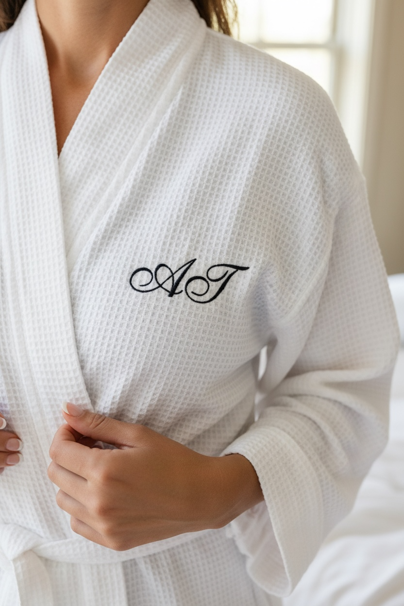 Personalized long kimono robe with custom embroidered monogram designed for bridesmaid proposal spa weekend slumber party favor luxury lounge wear for teen girl featuring soft flowing fabric adjustable waist tie elegant silhouette and detailed stitching perfect for wedding morning getting ready photos birthday gift girls trip bridal shower and special celebration keepsake Personalized long kimono robe with custom embroidered initial designed for bridesmaid proposals spa weekends slumber parties