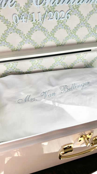 embroidered pillowcase with name personalized pillow cover with initial monogram custom name pillow for bride keepsake gift newly engaged friend wedding shower present engagement gift idea bridal bedroom decor heirloom pillow cover custom wedding pillow personalized home decor romantic bride to be engagement keepsake personalized bedding monogram pillowcase custom name embroidery wedding anniversary bridal shower decor sentimental keepsake pillow best friend engagement embroidered pillow cover