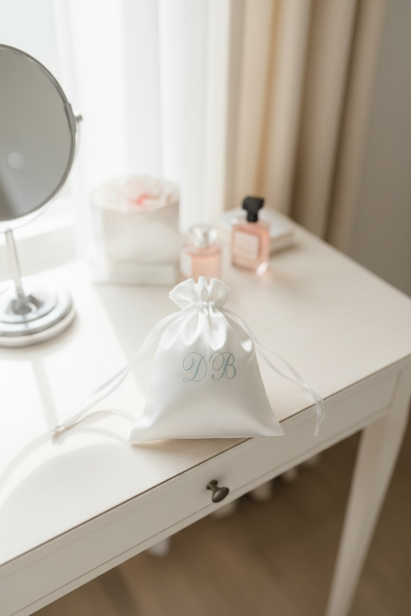 personalized bride satin dust bag personalized wedding day bag embroidered bridal jewelry pouch bridesmaid getting ready bag personalized bridesmaid gift bag satin bridal party gift custom initial wedding bag bride honeymoon travel bag personalized honeymoon jewelry pouch small satin storage bag wedding jewelry travel pouch bridal shower gift for bride bridesmaid wedding day gift bulk bridesmaid gift bags custom bridal party bags bride to be travel accessory embroidered satin gift pouch