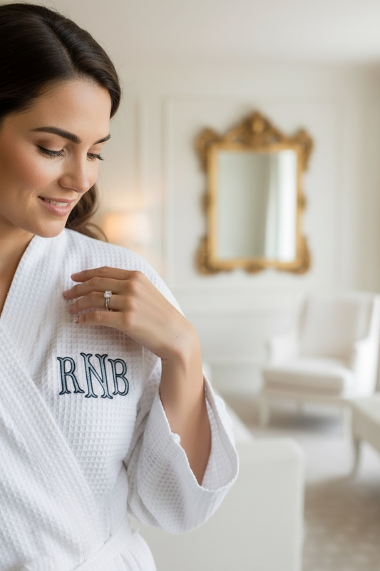 embroidered monogram waffle knit bridal robe personalized bride getting ready outfit custom initial bridesmaid robe wedding morning makeup cover up lightweight spa robe bachelorette party matching robes bridal party gift for her girl weekend spa robe custom wedding day loungewear monogrammed bridesmaid proposal gift white bridal shower gift personalized wedding keepsake robe custom embroidered initial robe custom initial for bride bridesmaid bachelorette party girl weekend matching robes gifts
