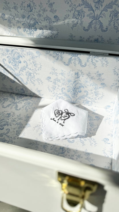 Personalized handkerchief for bride to be with custom text wedding keepsake something blue bridal shower gift engagement gift for best friend meaningful wedding day handkerchief for daughter from mother of the bride heirloom handkerchief personalized bridal accessory  keepsake gift for weddings engagement friend gift wedding memento for bride Personalized wedding handkerchief with custom message for bride something blue gift for bride to be bridal keepsake engagement present wedding day gift