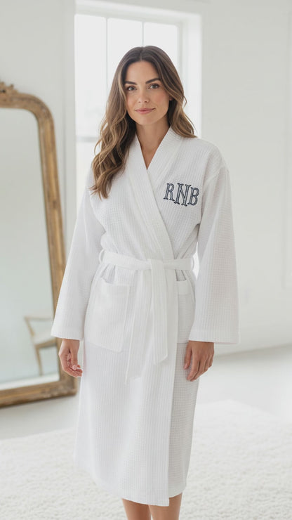Robe Monogram Embroidered Waffle Knit