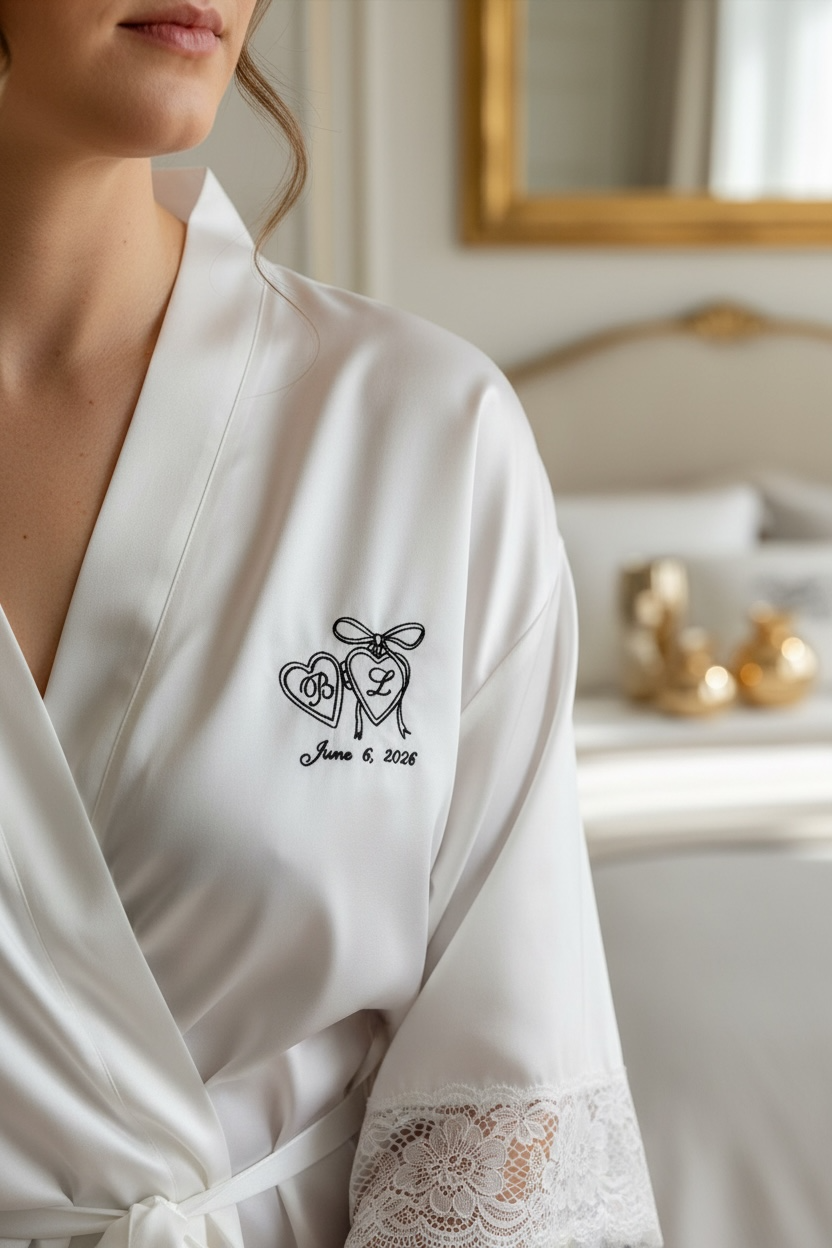 Bride Personalized White Silk Robe Monogram Bridal Shower Gift Bride to Be Future Mrs Wedding Day Robe Best Friend Engagement Something Blue personalized white silk bride robe custom bride robe with name bridal shower gift for bride to be future mrs wedding day robe luxury silk getting ready robe engagement gift for bride monogram bridal robe something blue bridal robe wedding morning robe for bride personalized bridal keepsake gift best friend bride gift daughter wedding gift elegant bride gift