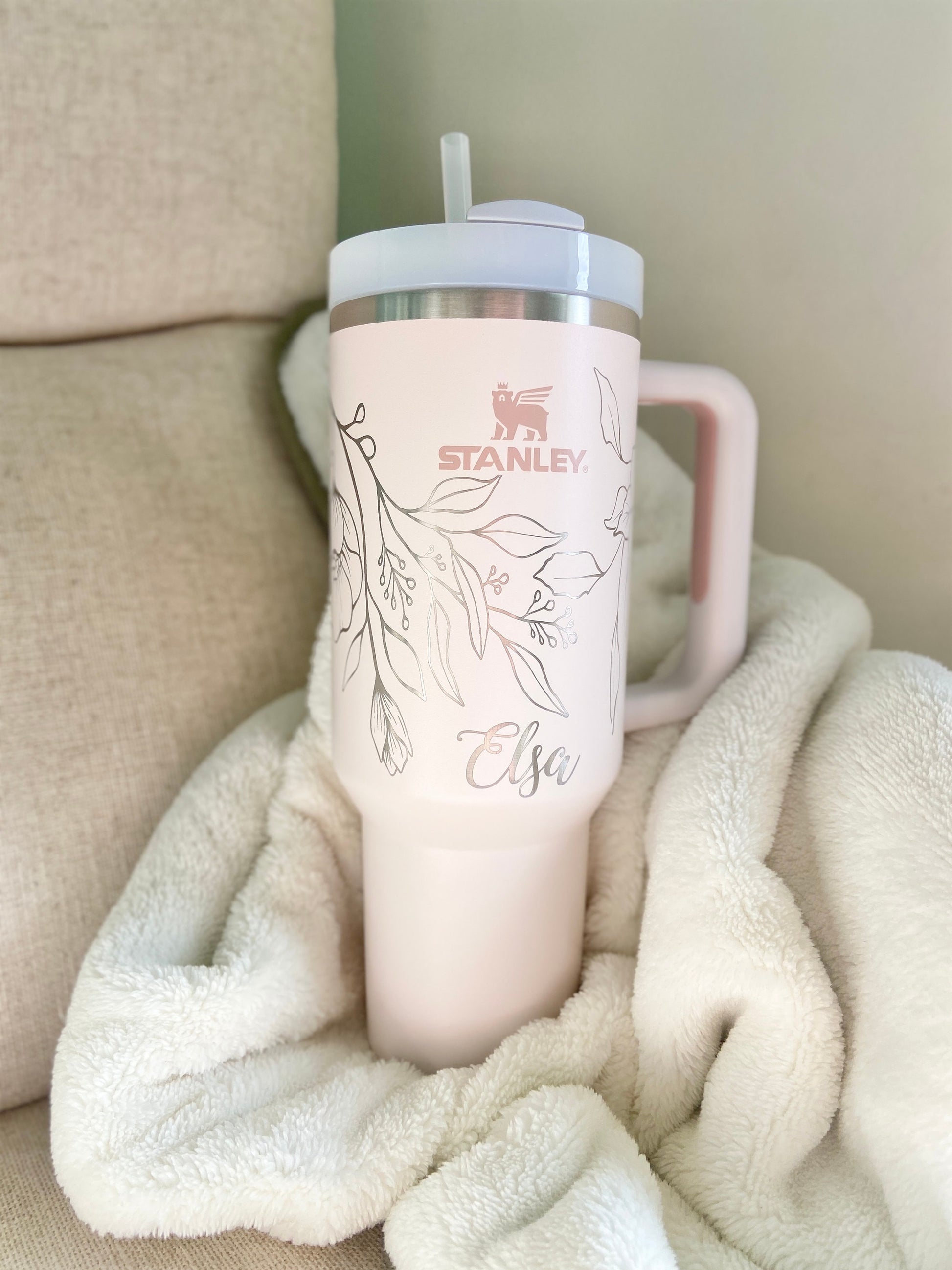 Engraved Stanley Tumbler H2.0, Personalized Stanley Quencher, Gift for Her,  Personalized Gift, Custom Stanley Mug, Floral Stanley Tumbler 